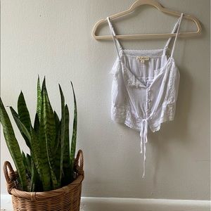 LA Hearts Button Front Lace Tank Top